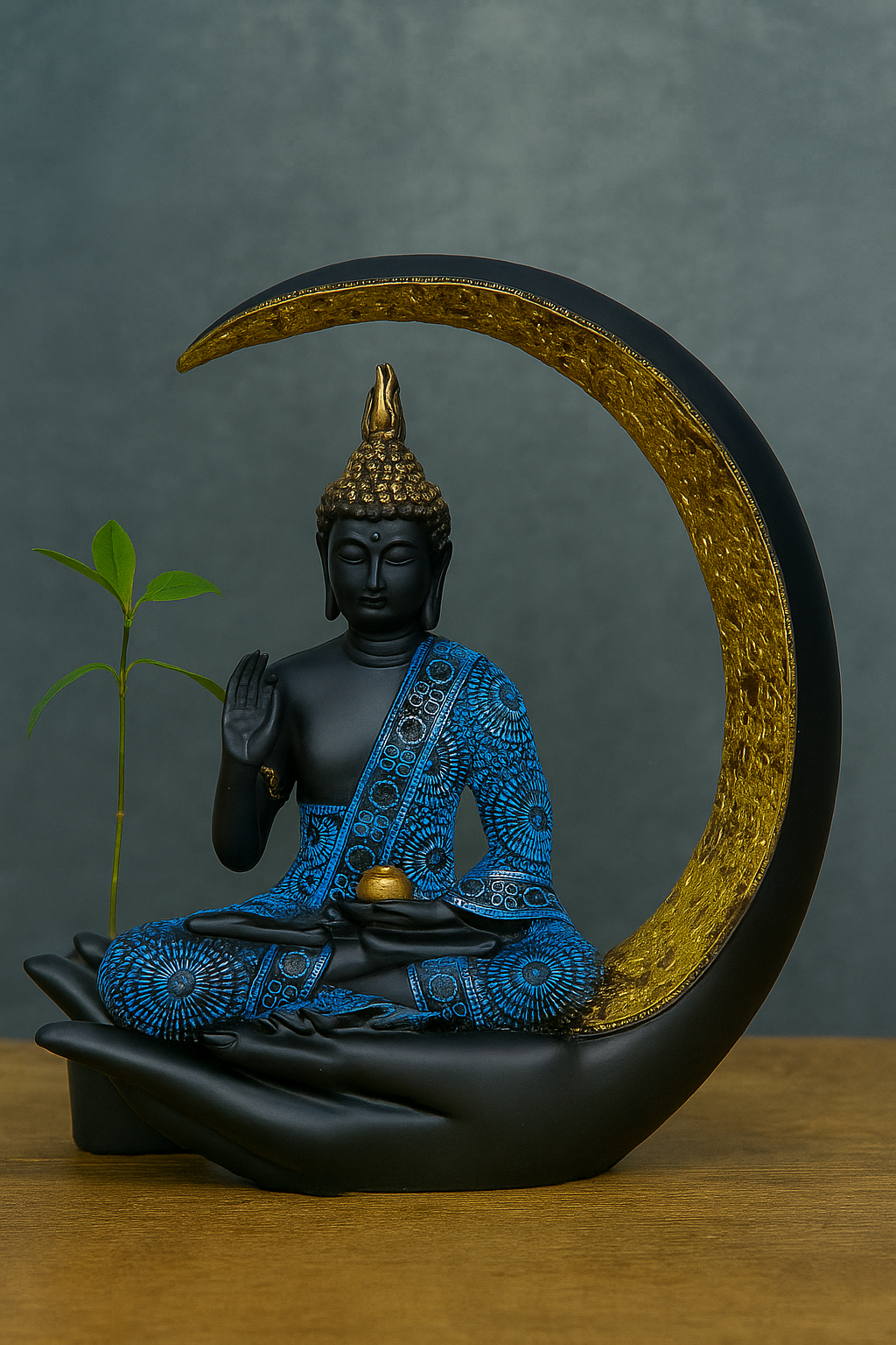 Chand Buddha Polyresin Statue - (black blue,20cm ) - Image 2