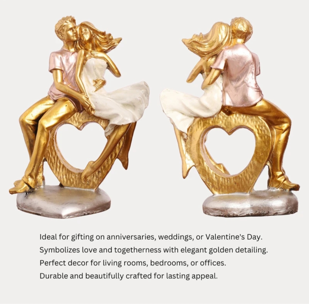 Cute Romantic Couple Heart Statue - 20 cm (Polyresin, Multicolor) - Image 4