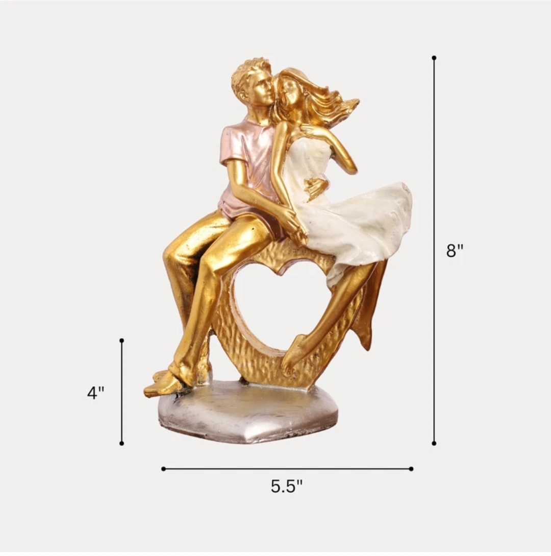 Cute Romantic Couple Heart Statue - 20 cm (Polyresin, Multicolor) - Image 6