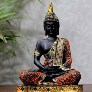 Meditating Buddha Statue For Home Decore - 17 cm(Polyresin, Red)