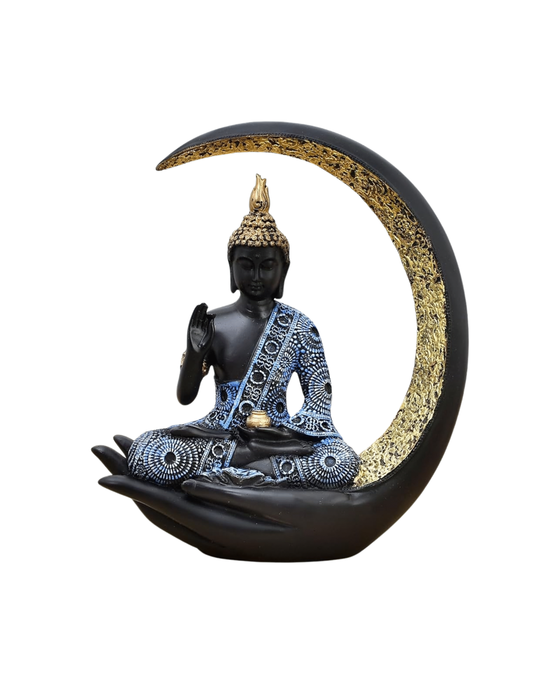 Chand Buddha Polyresin Statue - (black blue,20cm ) - Image 3