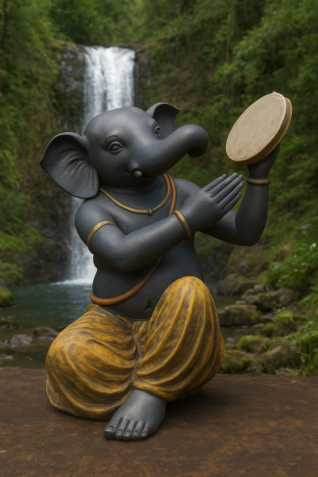 Big dafali Ganesha Idol Symbol of Rhythm and Divine Blessings - Image 2