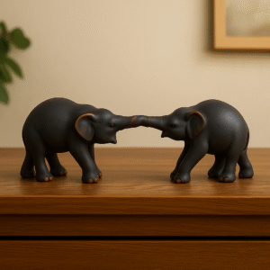 Graceful Elegant Resin Fighting Elephant Decorative Showpiece - 6.5 cm