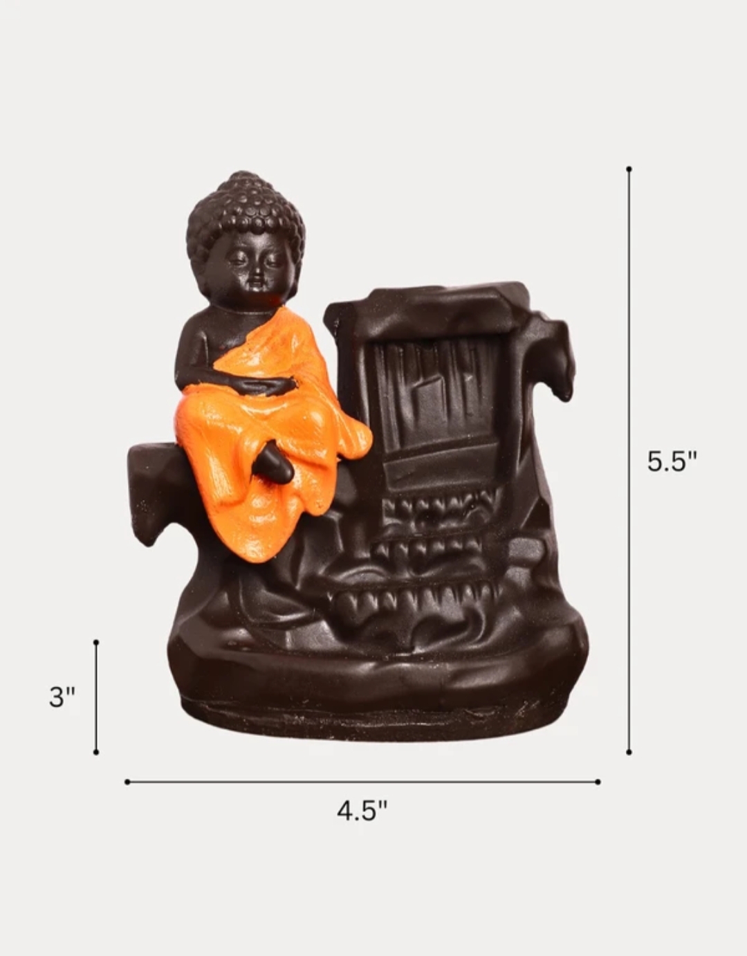 Buddha Statue with 8 Incense Backflow for Home Décor- 15.24 cm - Image 4