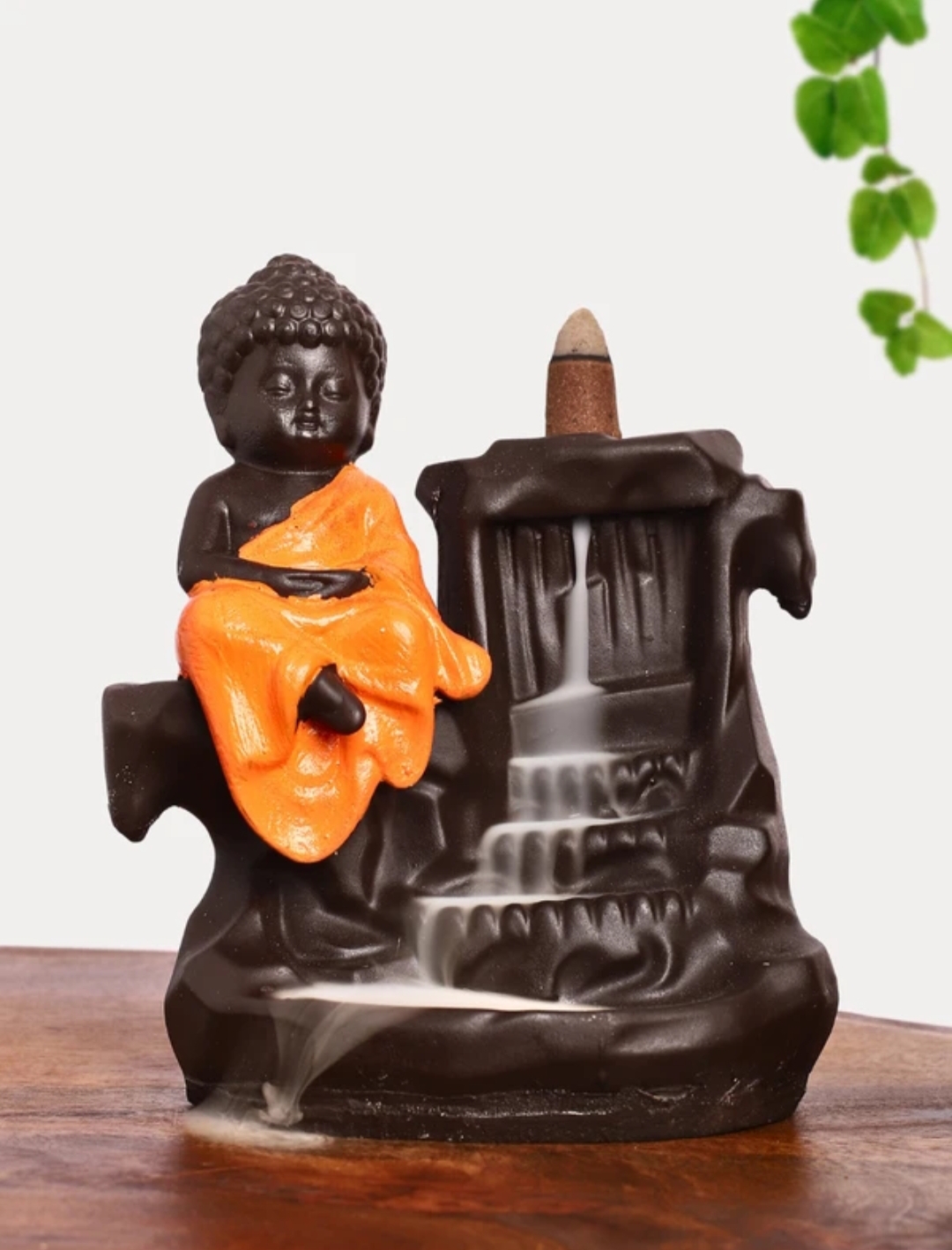 Buddha Statue with 8 Incense Backflow for Home Décor- 15.24 cm - Image 2